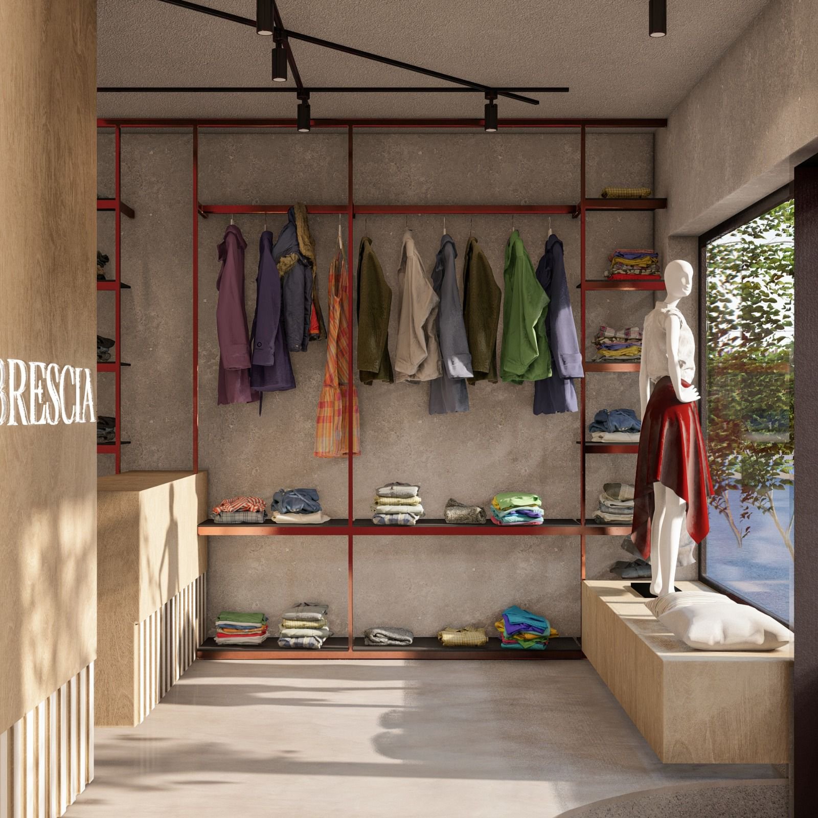 Local comercial de ropa con estilo industrial moderno — proyecto LOCAL DE INDUMENTARIA, por TD Interiorismo, en San Fernando del Valle de Catamarca