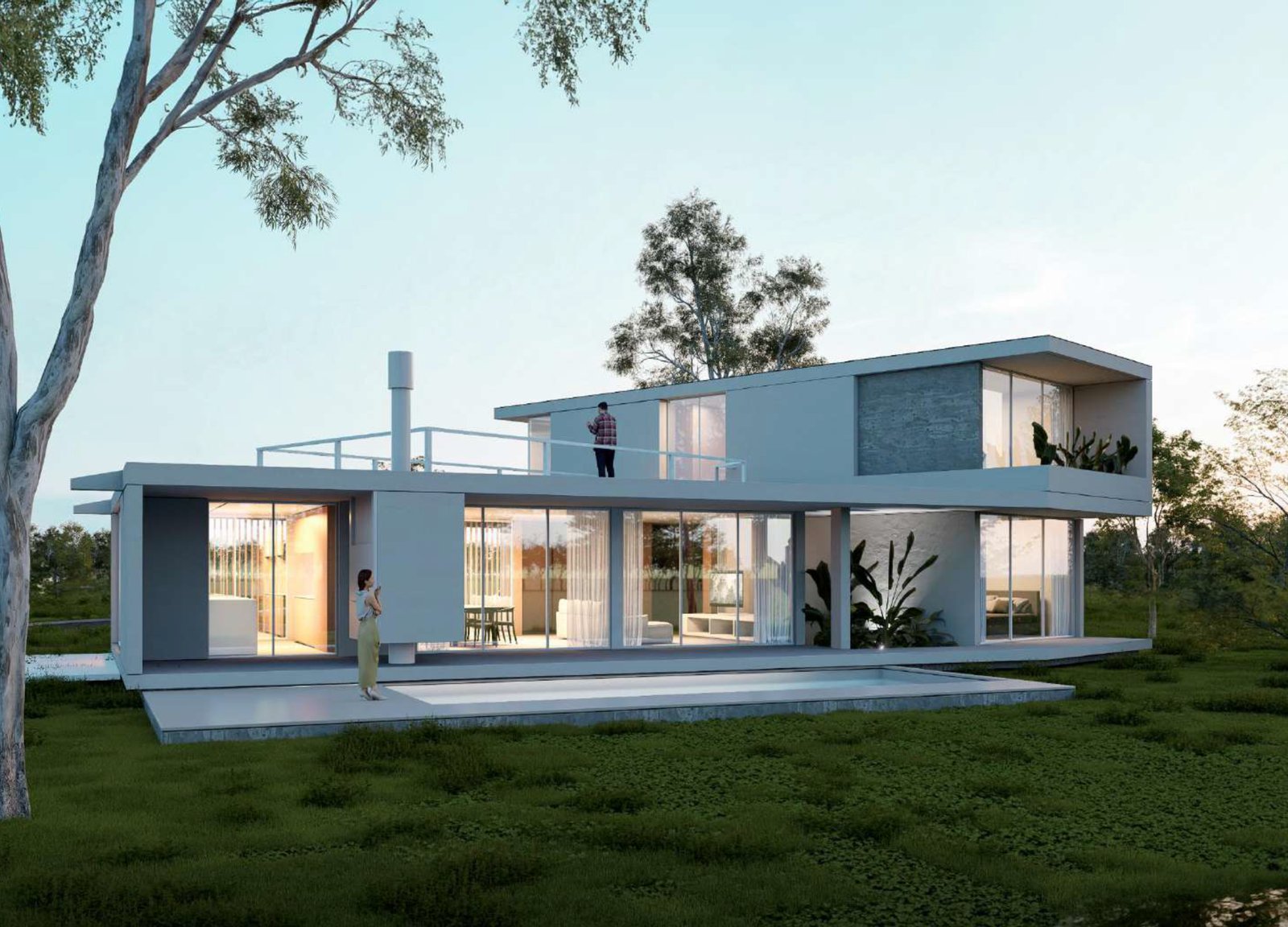 fachada moderna con líneas horizontales y ventanales amplios — proyecto Vivienda SS A1, por MMCZ STUDIO, en San Sebastián