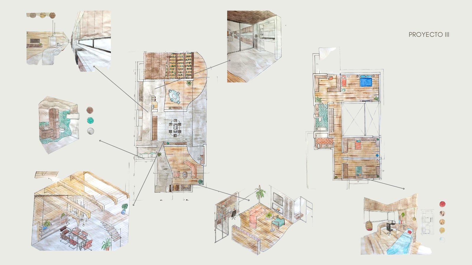 Plano de proyecto residencial minimalista con estilo industrial — proyecto Casa country V.G.B, por Camila Gajardo, en Villa Gral. Belgrano