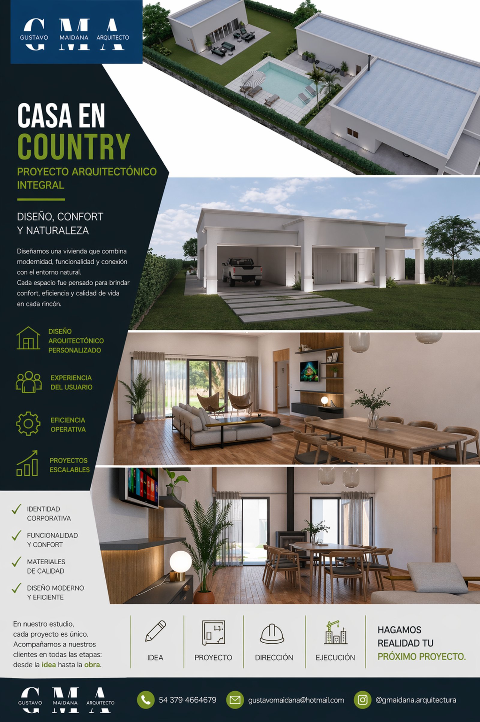 casa moderna con amplias ventanas y detalles minimalistas — proyecto Obras Varias, por Arquitecto Gustavo Maidana, en Corrientes