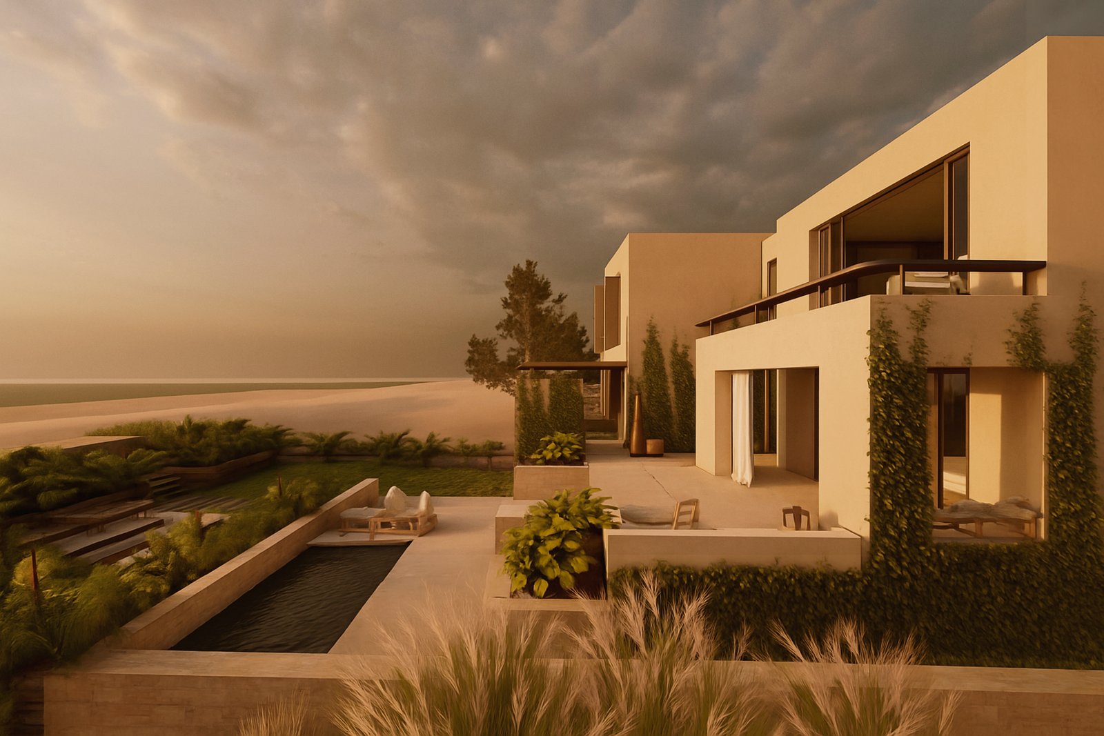 casa moderna frente al mar con piscina — proyecto Casa Dune, por zuloagastudio, en Ruta 11 KM 380
