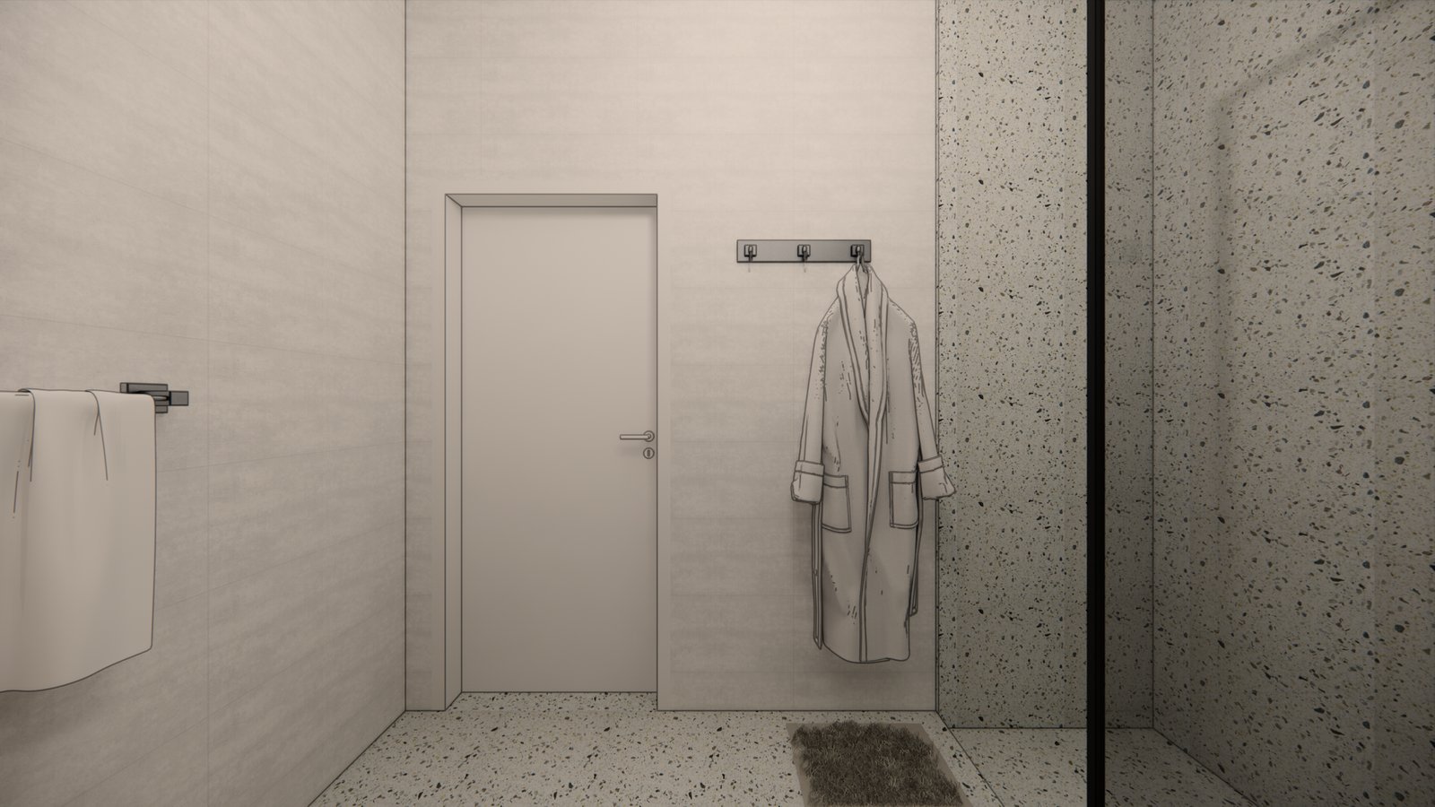 Baño moderno con paredes de cerámica y detalles de piedra — proyecto PROYECTO BM, por Todo con A, en X5125 Monte Cristo