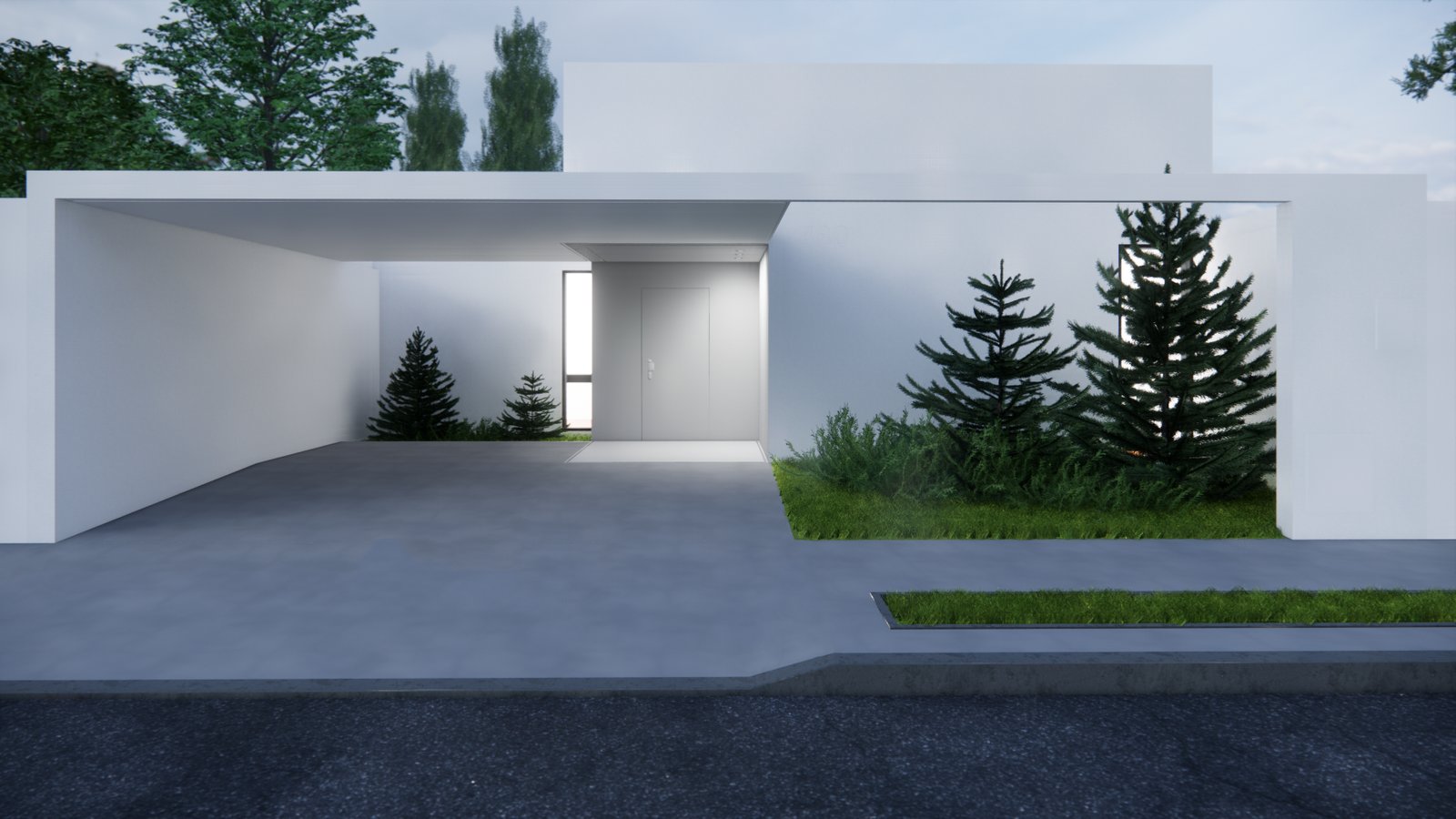 Fachada moderna minimalista con vegetación integrada — proyecto CASA MV , por Arquitecto Germán Müller, en Plottier