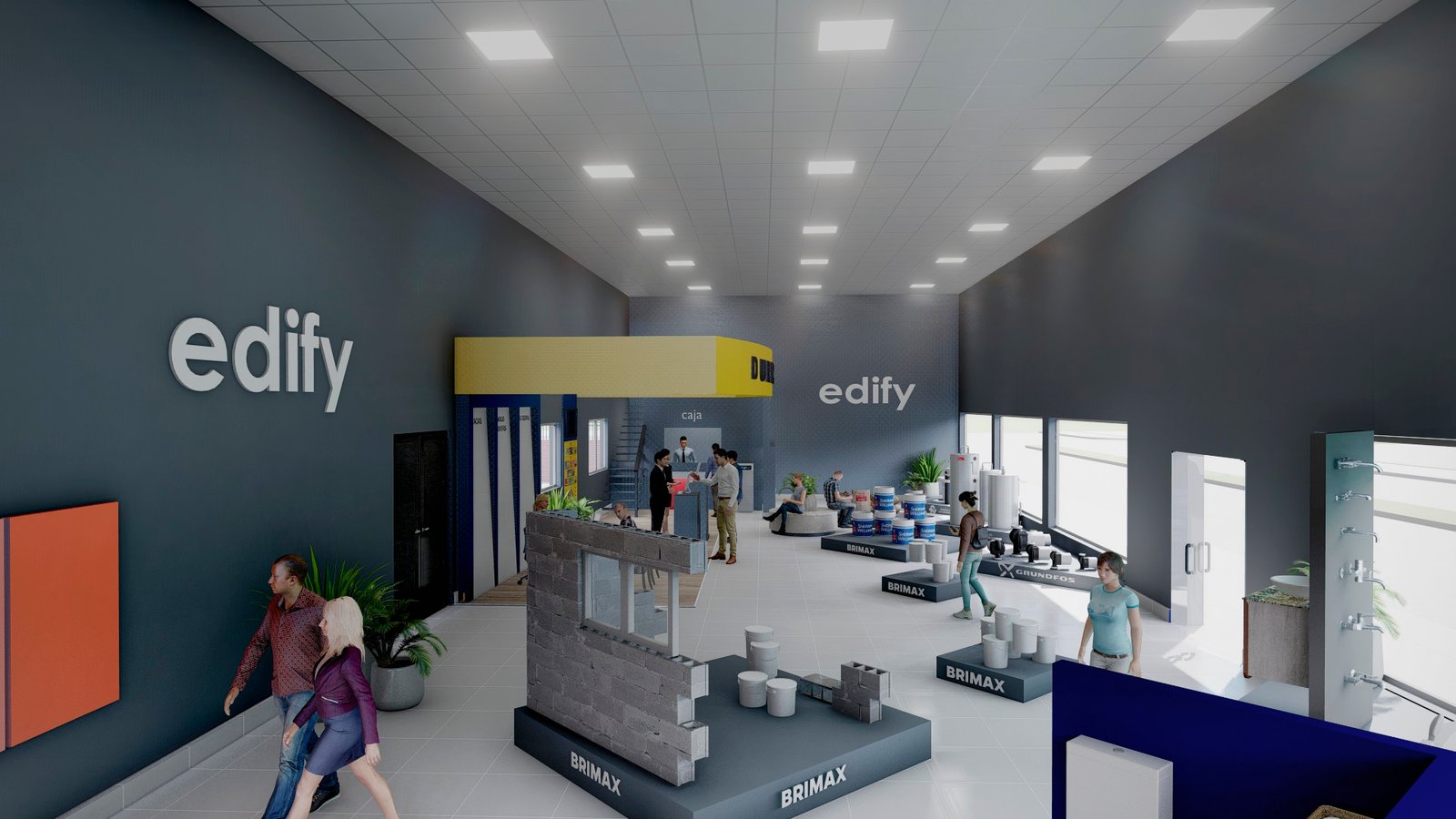 Local comercial moderno con estética industrial y señalización destacada — proyecto Edify Corrientes, Casa de Materiales de Construccion., por Arquitecto Gustavo Maidana, en Corrie