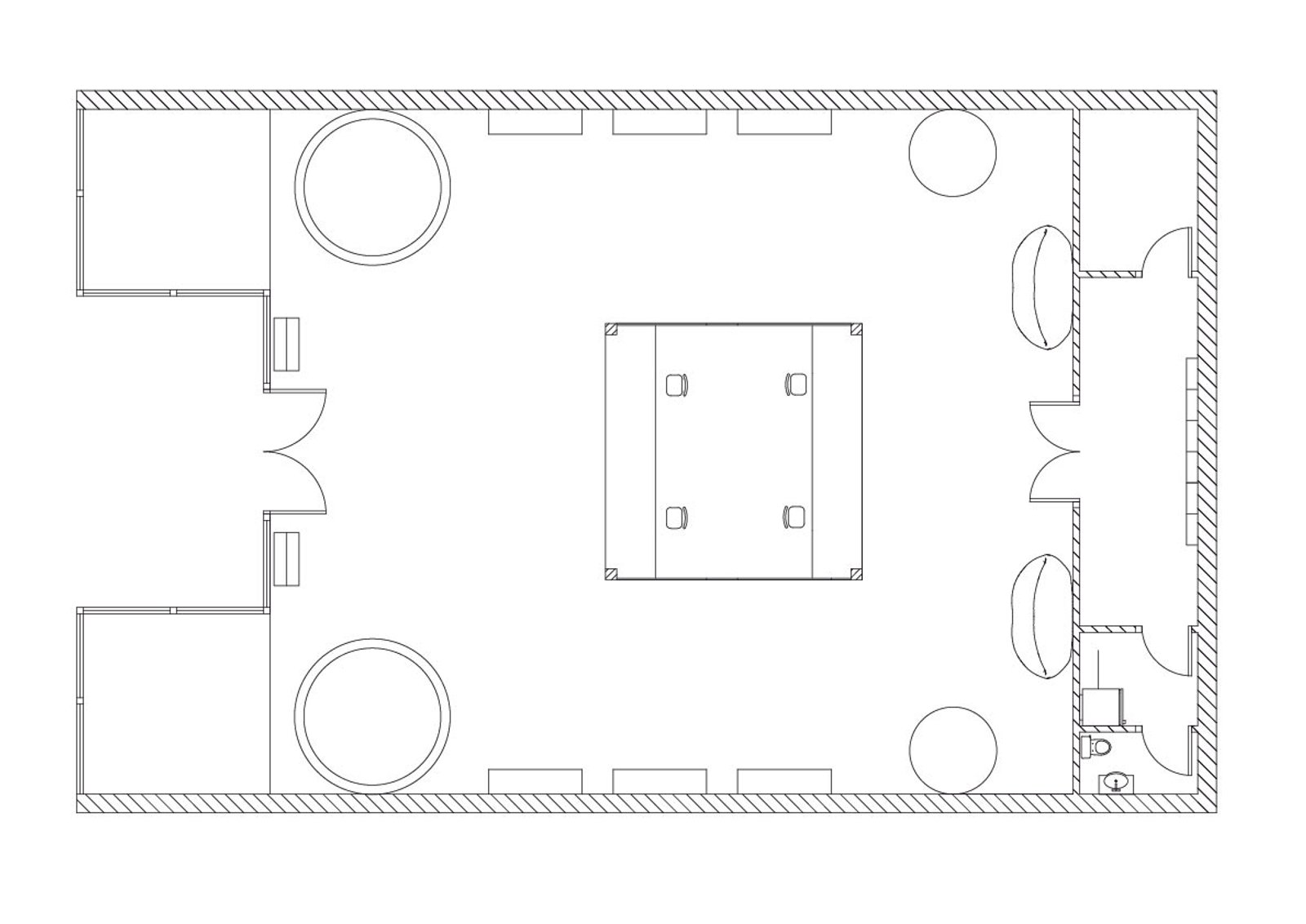 planta baixa de espaço interior — projeto Local comercial, por CZ.Interiores, em Palermo Soho