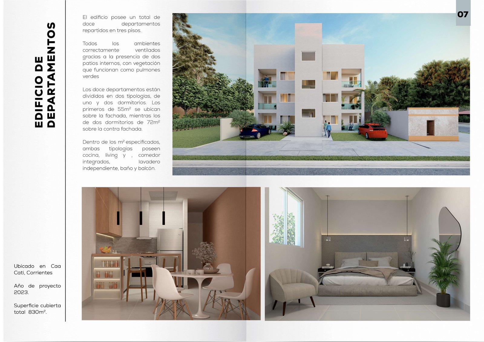 Fachada moderna de edificio residencial con balcones apilados — proyecto Portfolio de Obras 2022/25, por Arquitecto Gustavo Maidana, en Corrientes
