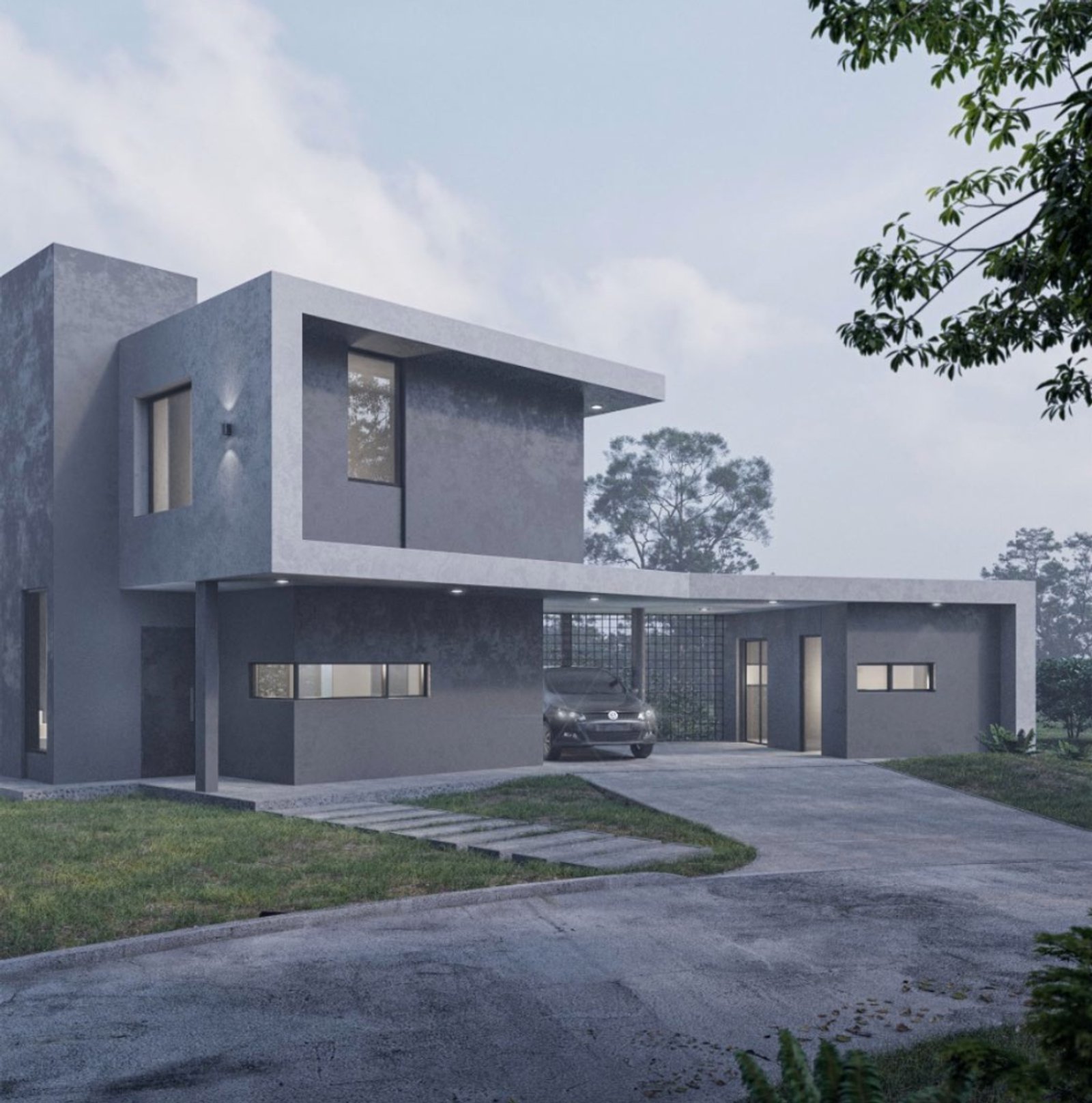 Casa moderna con fachada minimalista y detalles geométricos — proyecto Casa San Sebastián., por Arcucci Arquitectura, en José Hernández 6498 (continuación