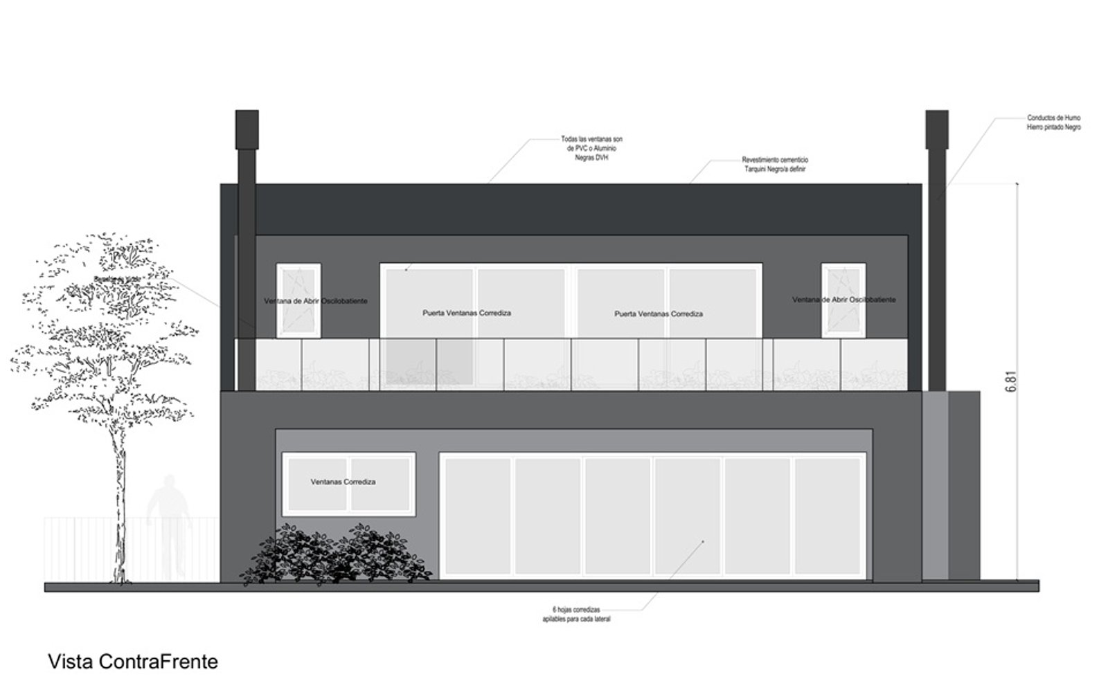 Fachada moderna de casa con grandes ventanales y concreto — proyecto Bahia Villanueva , por Estudio NET Arquitectura , en B1648 Tigre