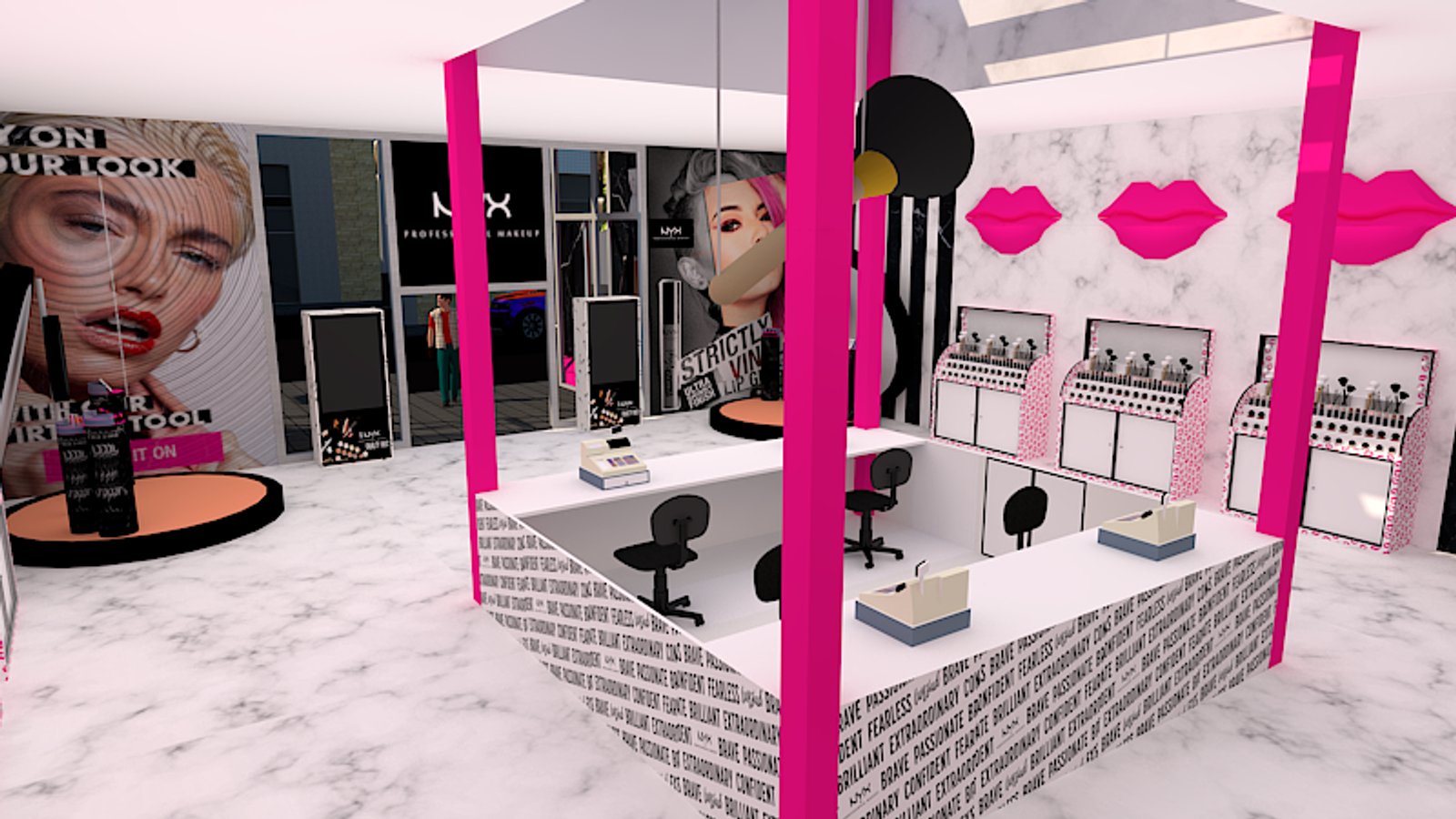 Local de retail moderno con estructura rosa llamativa — proyecto Local comercial, por CZ.Interiores, en Palermo Soho