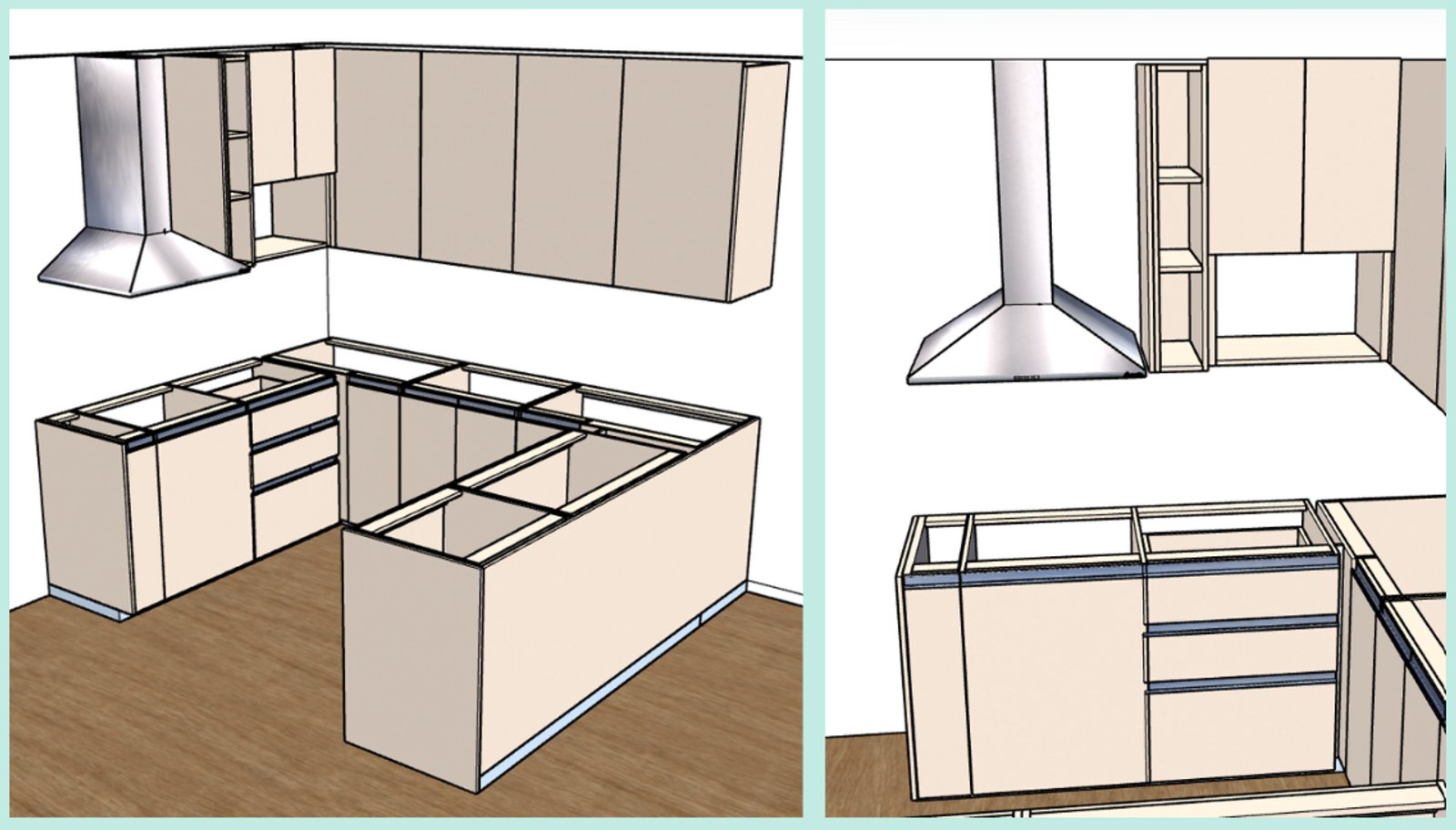 Cozinha escandinava moderna com armários bege e detalhes integrados — projeto Proyecto CL, por D'Agostina, em José C. Paz