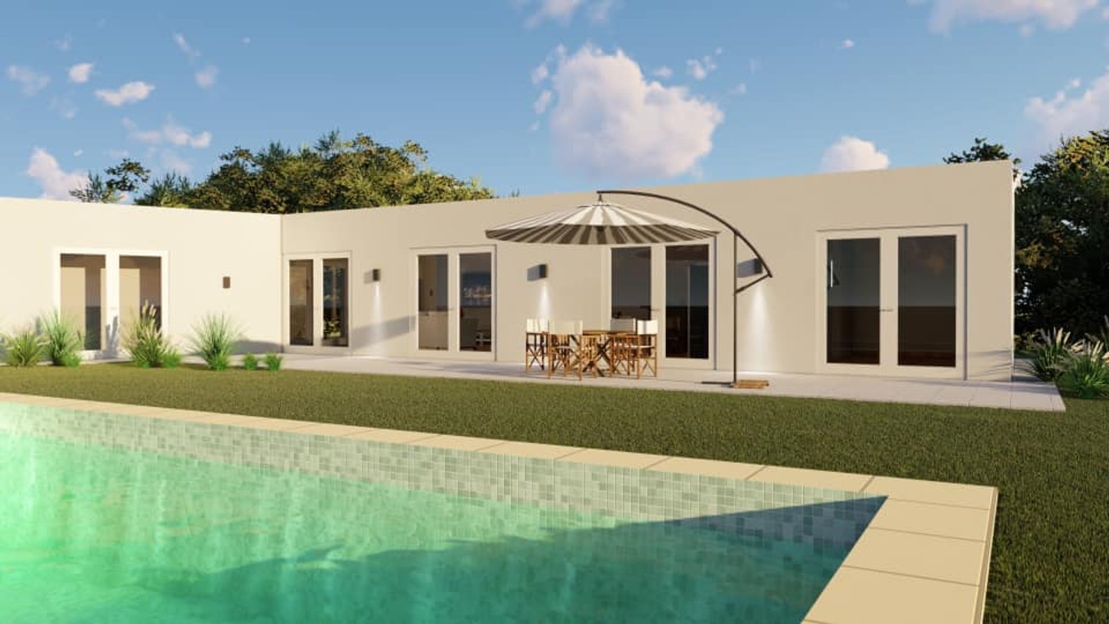Casa moderna com piscina e área externa — projeto Vivienda de fin de semana, por Arquitecto Gustavo Maidana, em Paso de la Patria