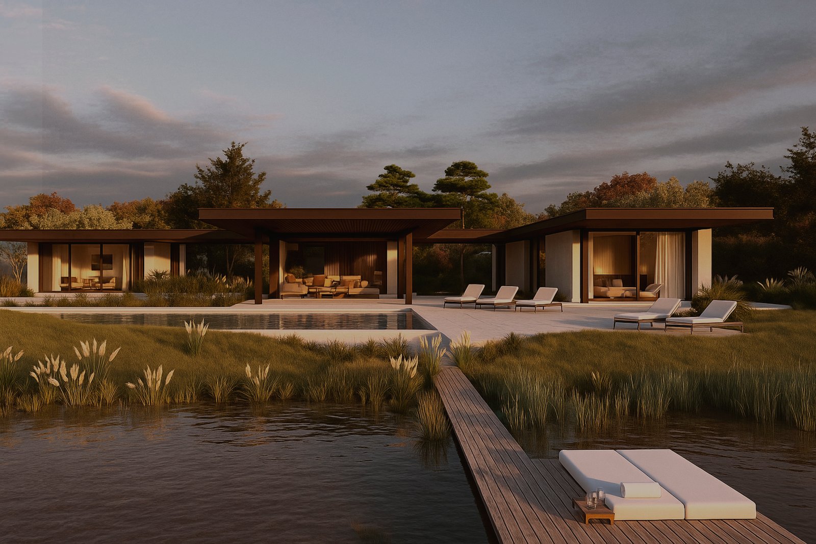 Casa moderna com design em balanço à beira d'água — projeto Casa Delta, por zuloagastudio, em B1648 Tigre