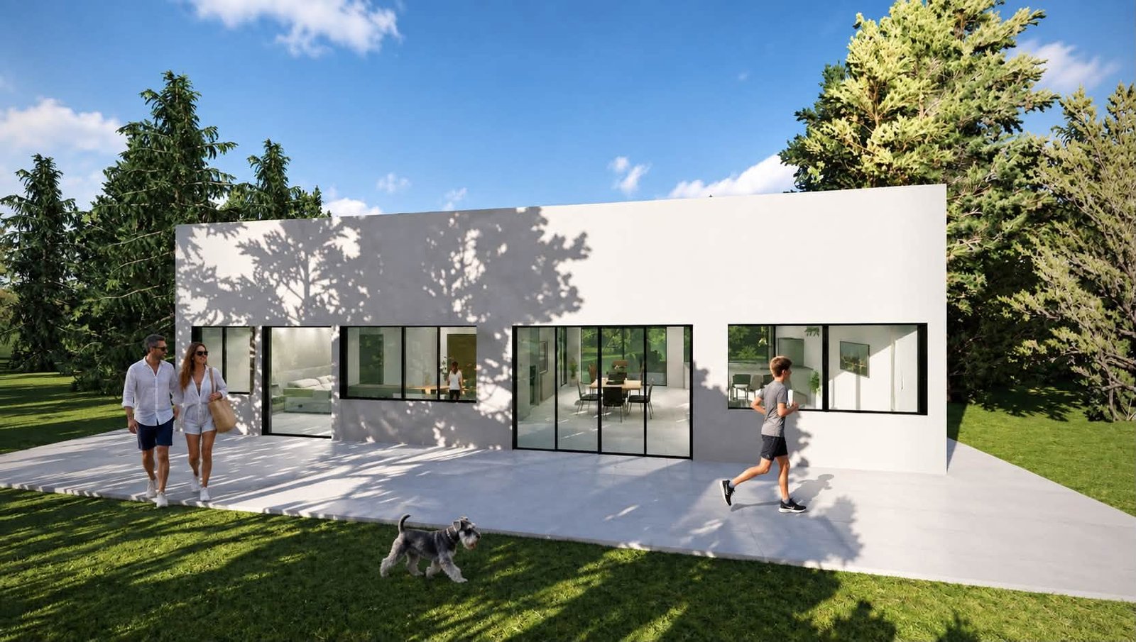Casa moderna minimalista con grandes ventanales y entorno rural — proyecto Casa en el Bosque, por Arquitecto Gustavo Maidana, en Santa Ana de los Guácaras