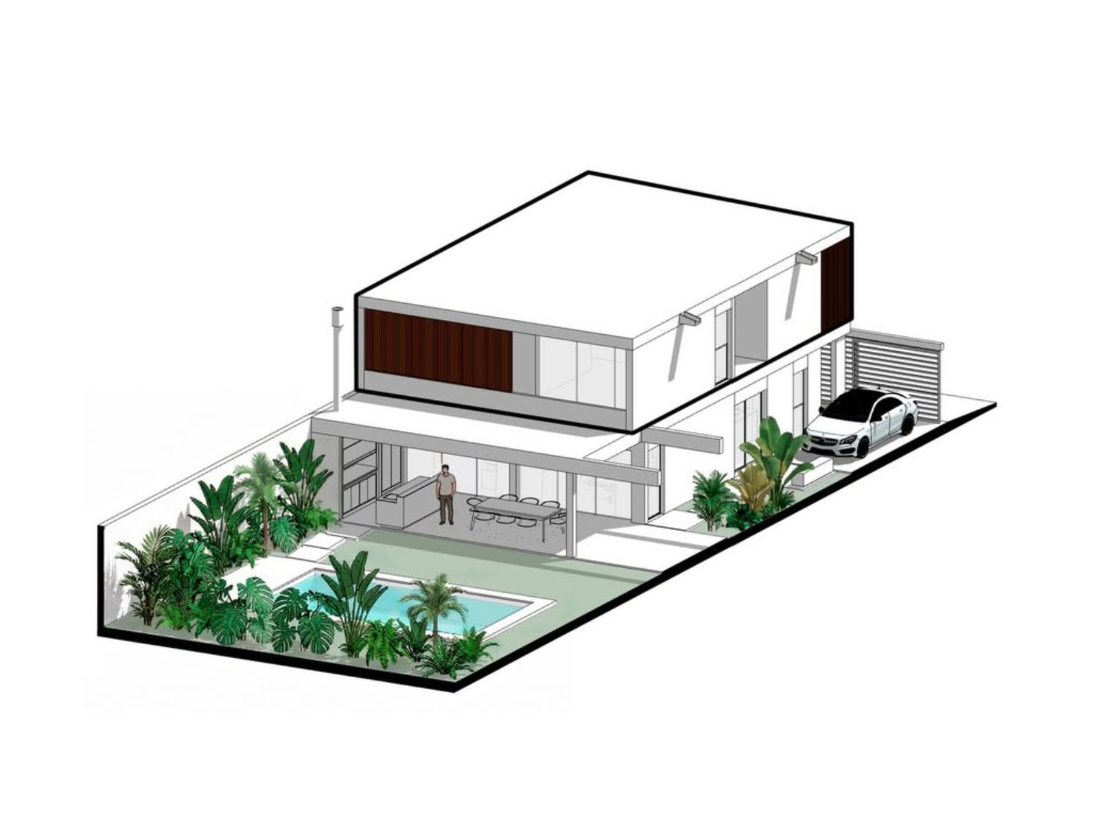 Casa moderna con piscina y jardín exuberante — proyecto Casa M222, por MMCZ STUDIO, en Montecarlo