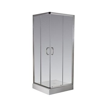 Box Khios cuadrado 80x80 - Vidrio transparente - Perfil aluminio brillante