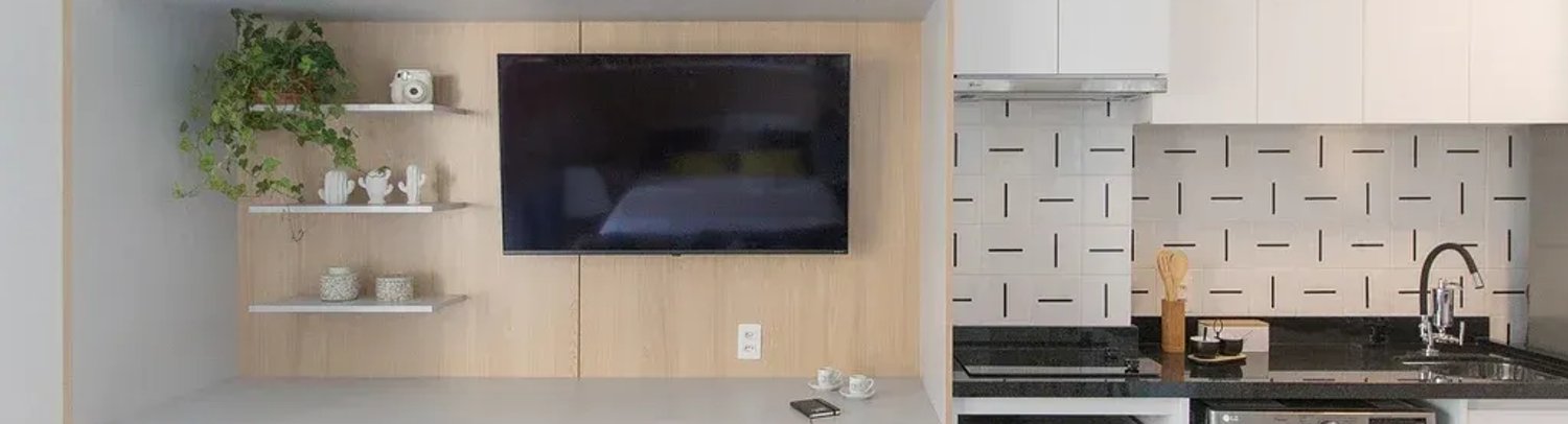 Conceito clean e cores neutras marcam apê de 29 m²