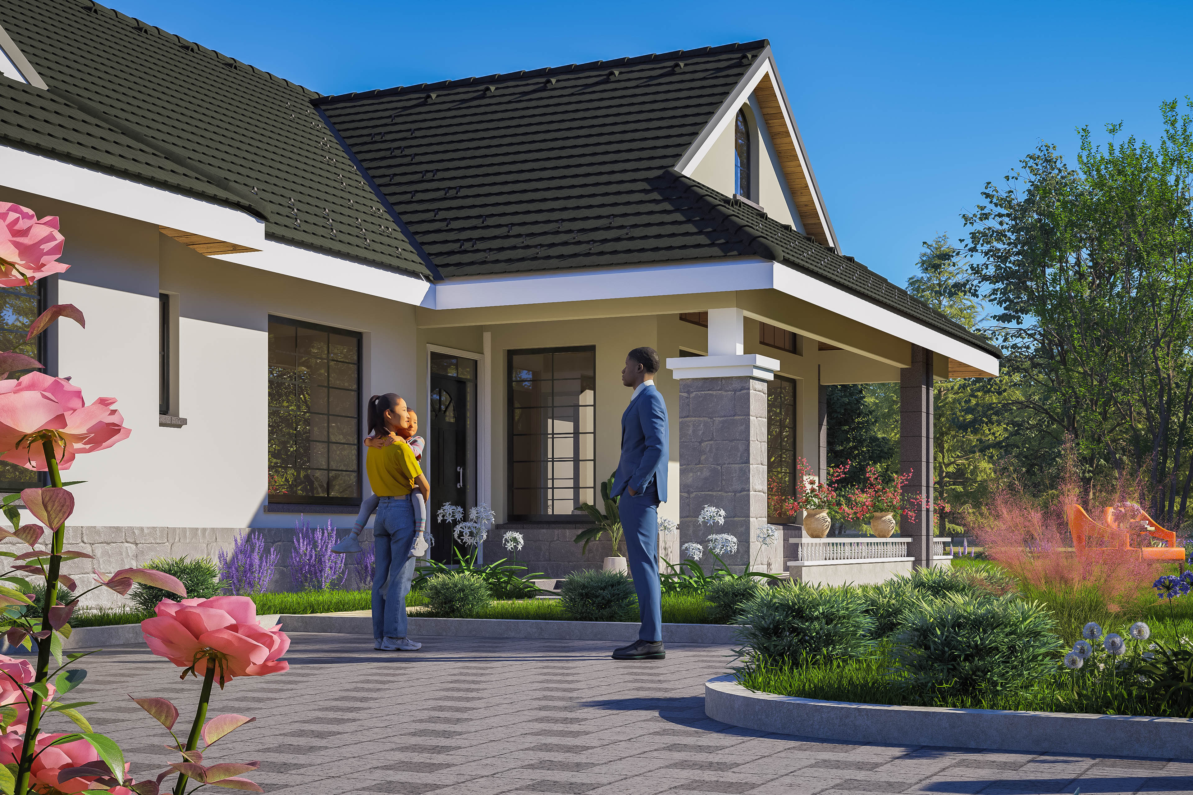 3 Bedroom Bungalow Design Render Kenya - Affordable Housing