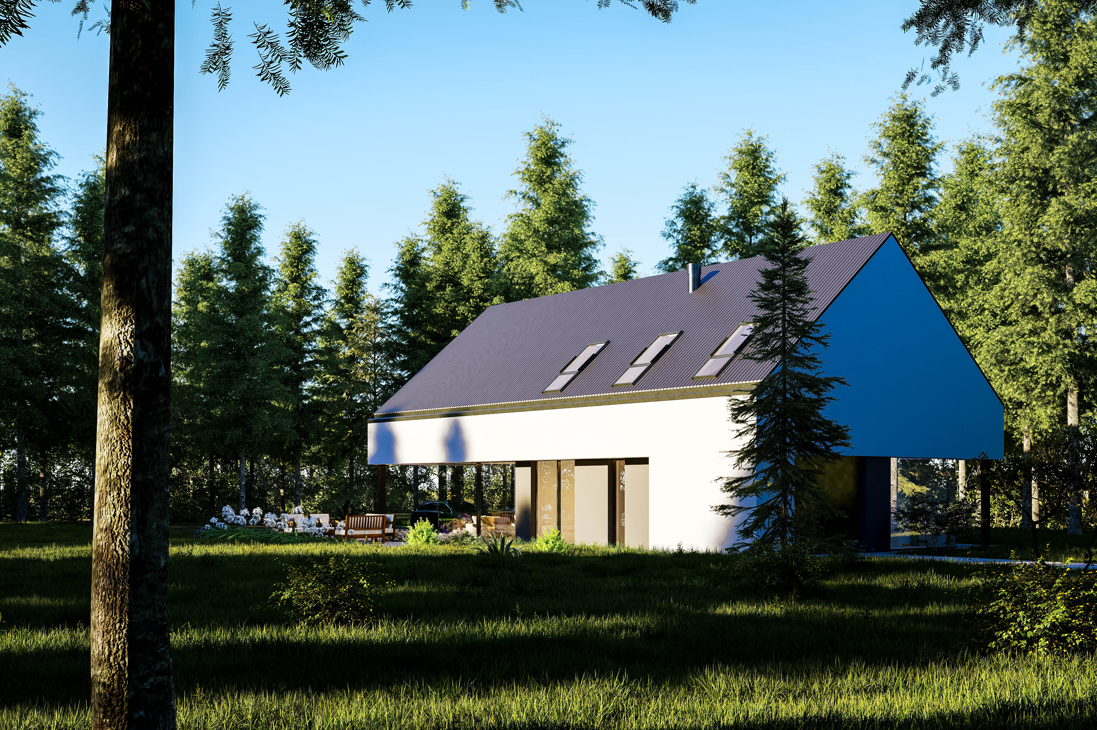 Luxury Cabin in the Woods 3D Render - Retreat Architectural Visualization