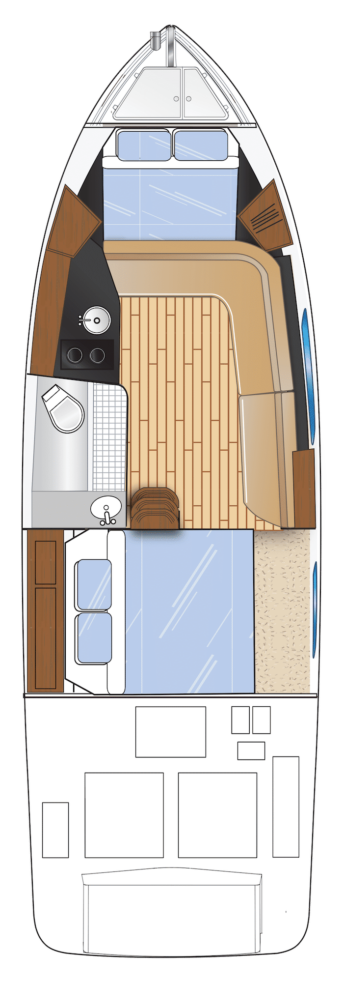 Plan układu kabiny modelu Regal 33 Express.