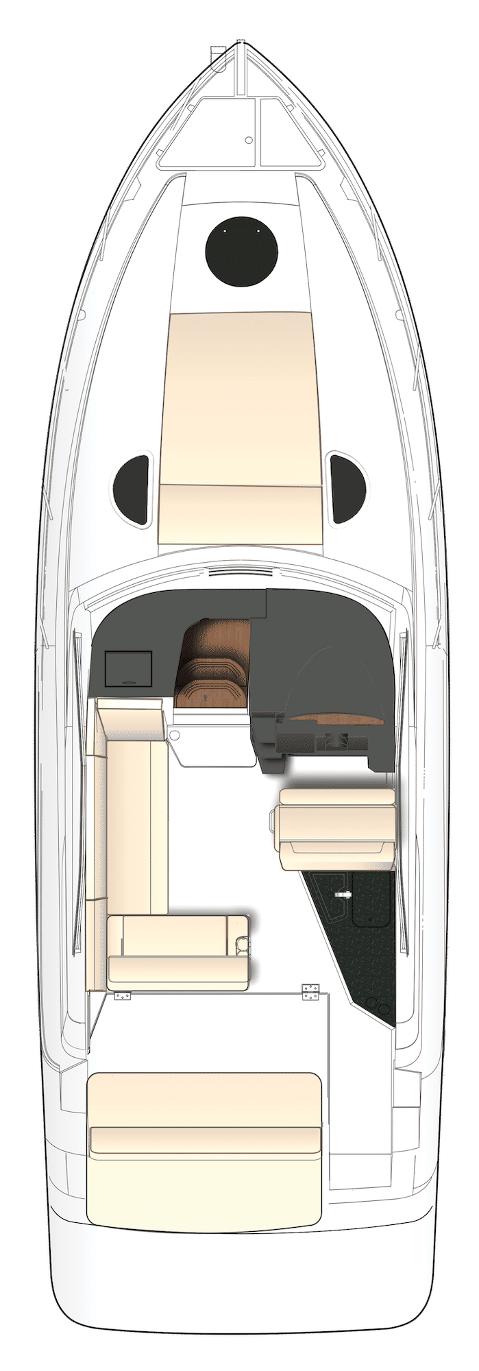 Plan układu kokpitu modelu Regal 33 Express.