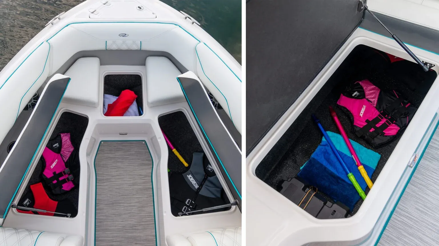 Schowki pod siedzeniami w modelu LS4.