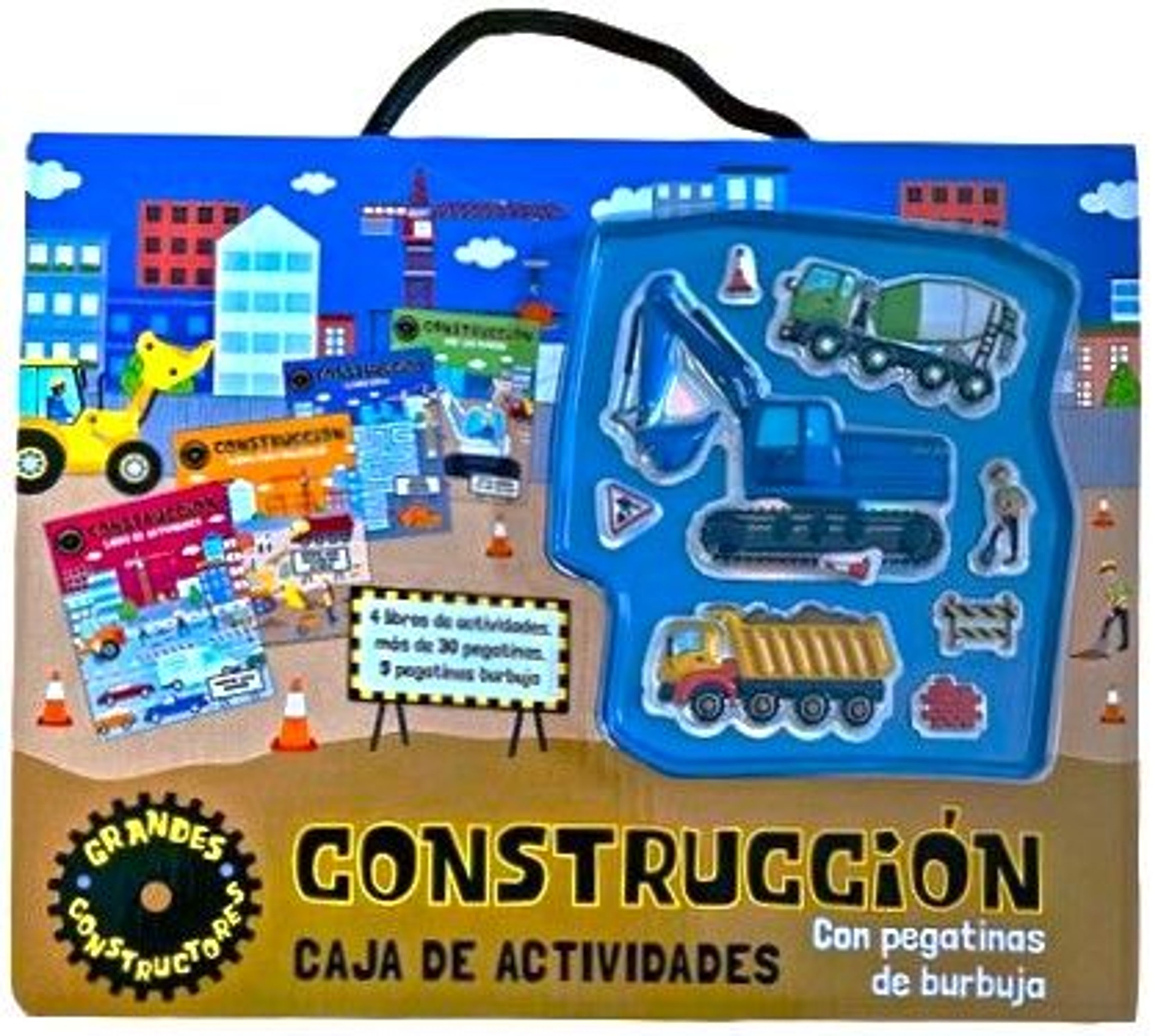 Construcción. Caja con actividades con pegatinas de burbujas