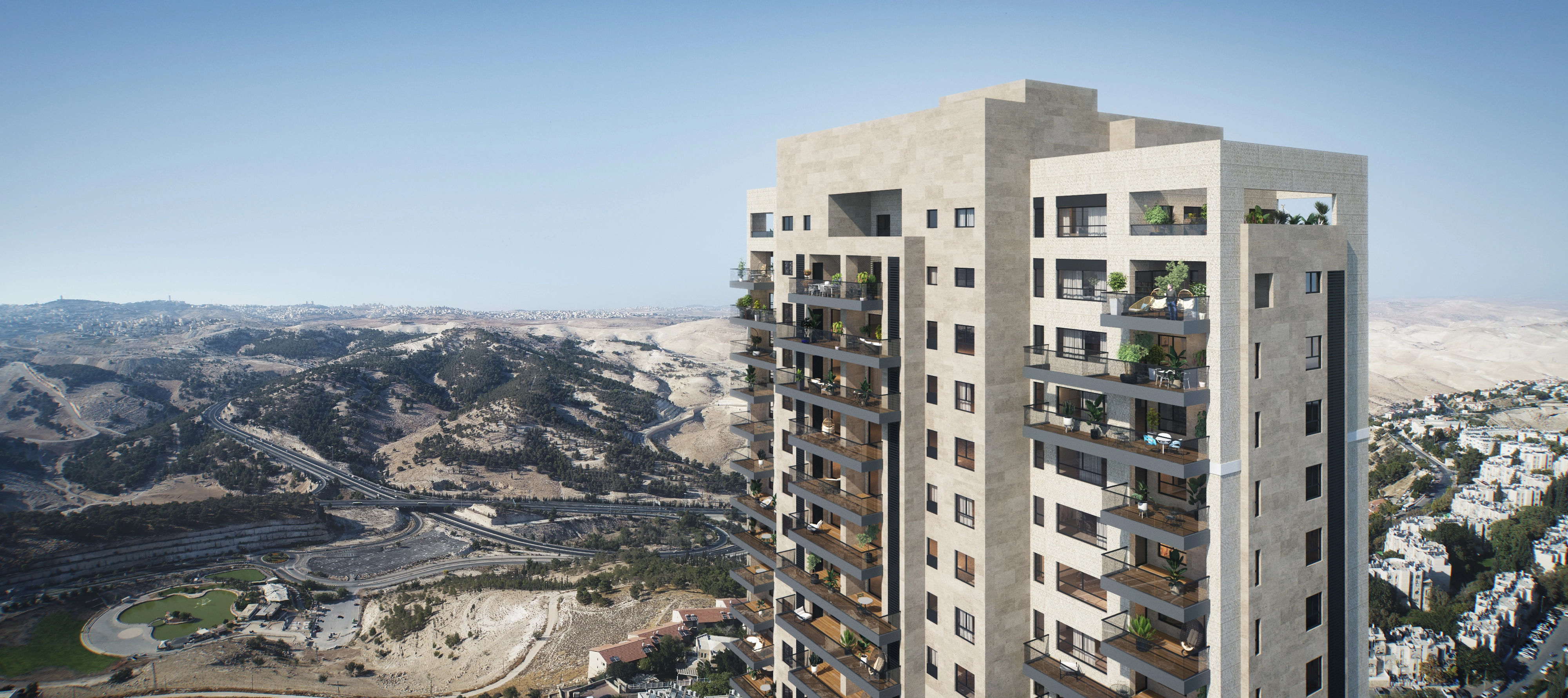 Adumim Towers overlooking the surrounding hills of Maale Adumim