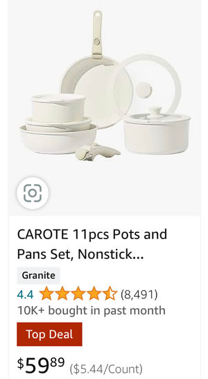 Carote 11 Pcs Pots & Pans White Granite Nonstick Cookware Set Detachable  Handle