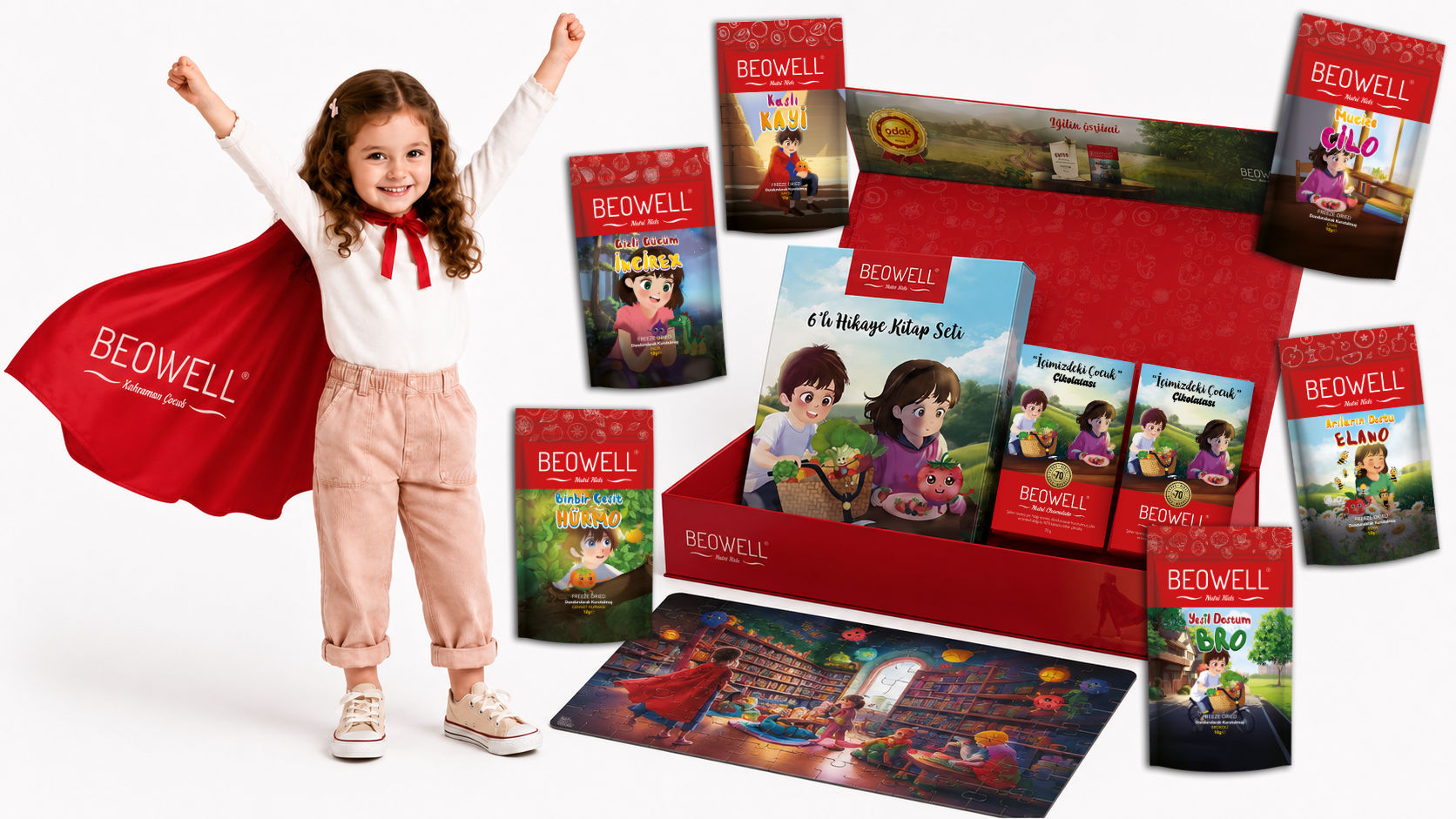 Beowell Kahraman Çocuk Seti açılmış kutu