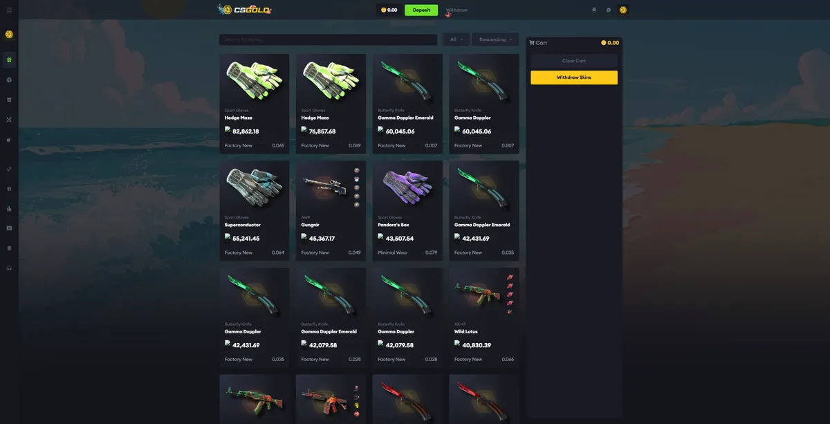 CSGold marketplace skin withdrawal interface for 2025 gambling transactions