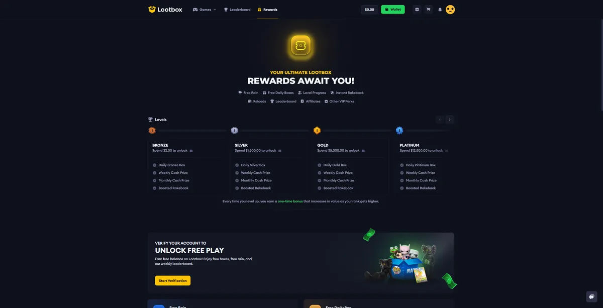 Lootbox rewards system featuring 2025 gambling bonuses and incentives