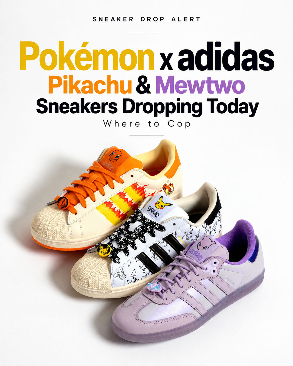 Pokémon x adidas Pikachu Mewtwo sneakers yellow electric blue