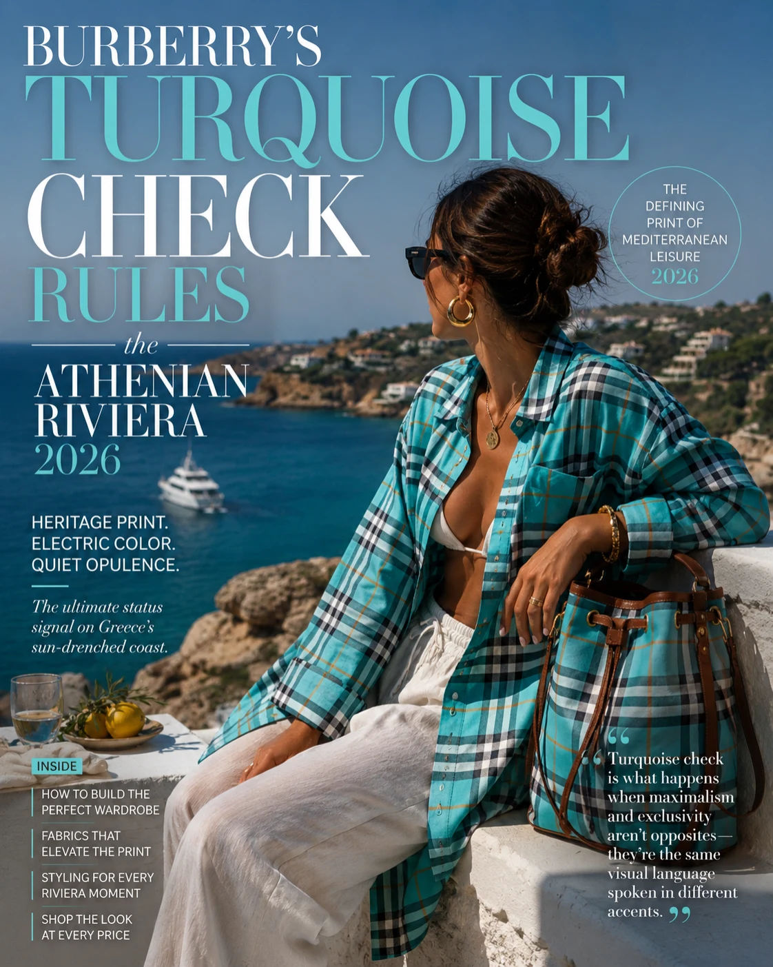 Burberry’s Turquoise Check Takeover Rules the Athenian Riviera