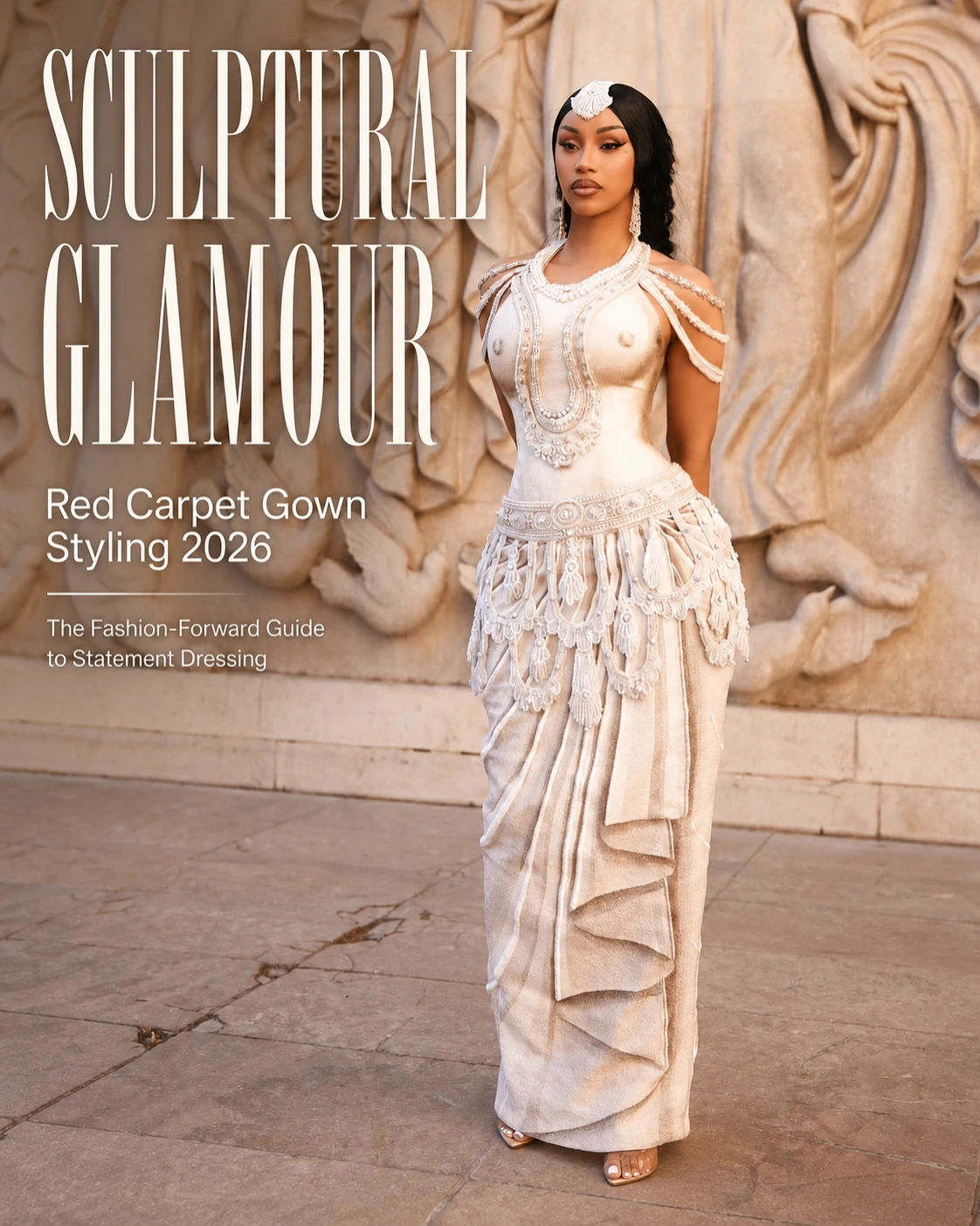 Cardi B Is a Living Work of Art in a Sculptural Indian Temple-Inspired Gown