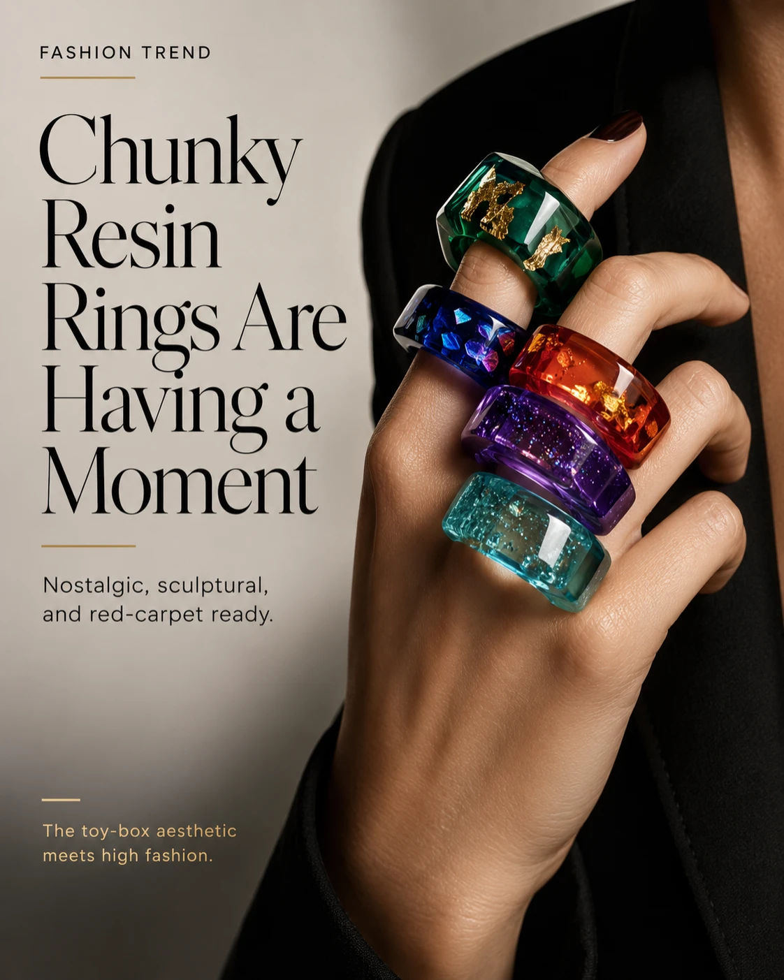 Why Toy-Inspired Chunky Resin Rings Just Re-Entered the Chat This Morning