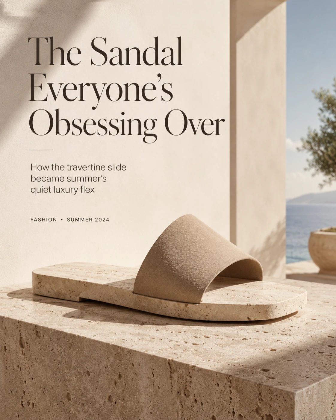 Ultra-Flat Travertine Slides: The Minimal Sandal All Over Ibiza Stories Today