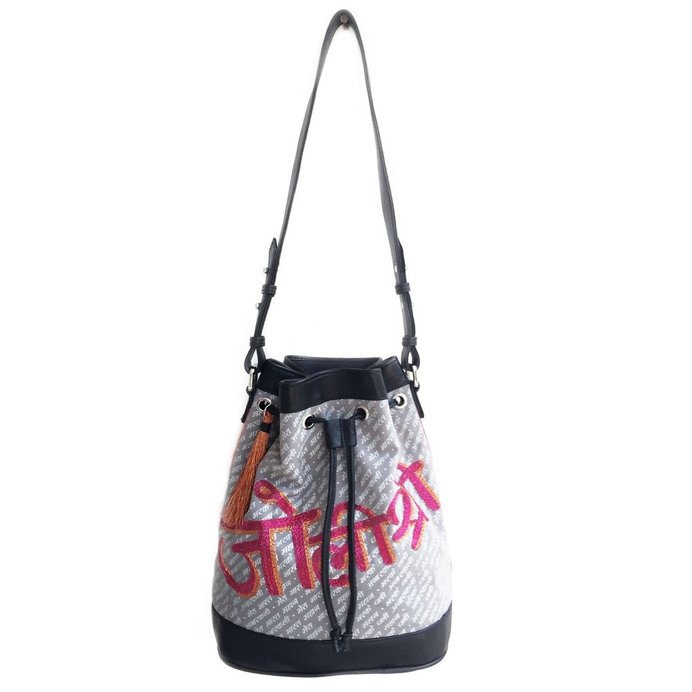 Cabachic mini - Bucket bag - Grained calf leather and spikes Couronnes -  Leche - Christian Louboutin