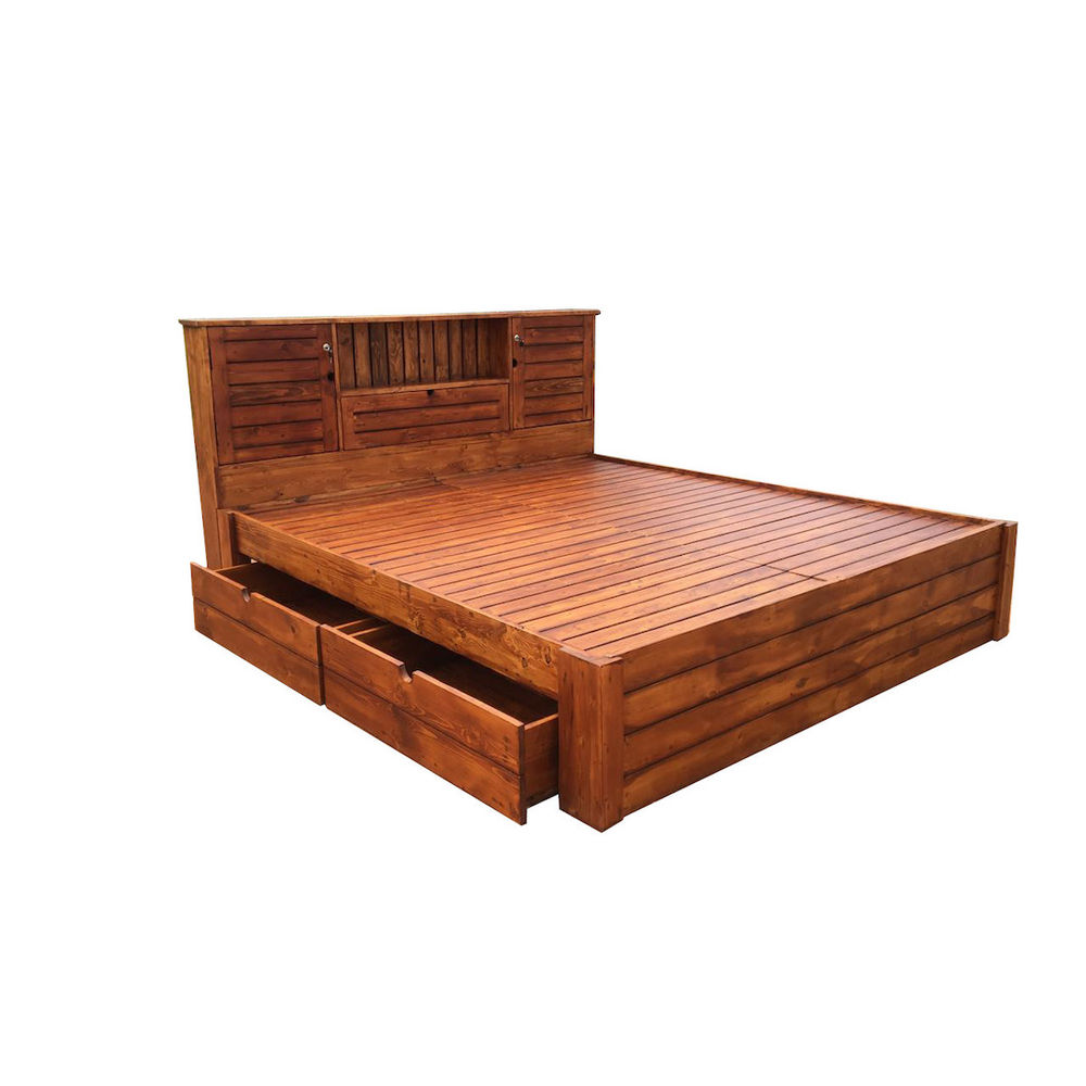 wooden cot with drawers