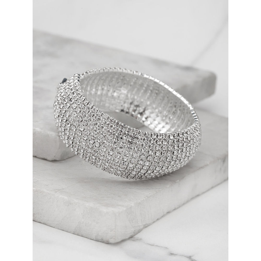 Youbella Silver Plated Stylish Latest Crystal Bracelet Bangle Jewellery For  Girls And Women | Ybbn91647