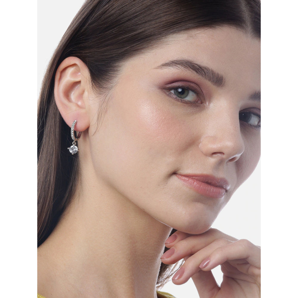 Odette Baguette Stone Hoop Earring