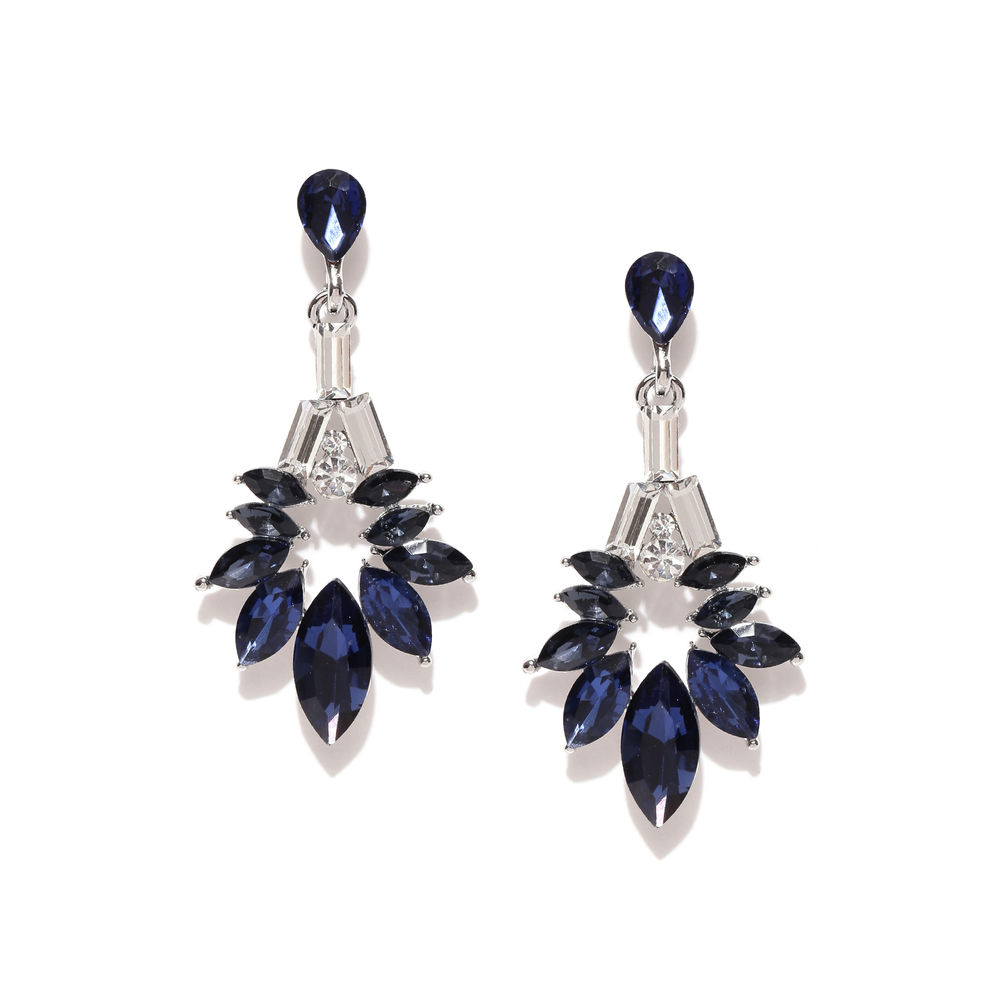 Buy Teejh Ethnic Anaika Silver Oxidized Blue Stone Dangler Earrings Online  At Best Price  Tata CLiQ