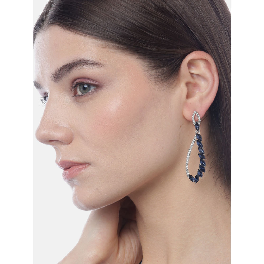 Prussian Blue Crystal Drop Earrings of Semi precious stone for Women   Girls Gift for Women  Girl Sterlling Silver 65 x 2 cm 500 gm