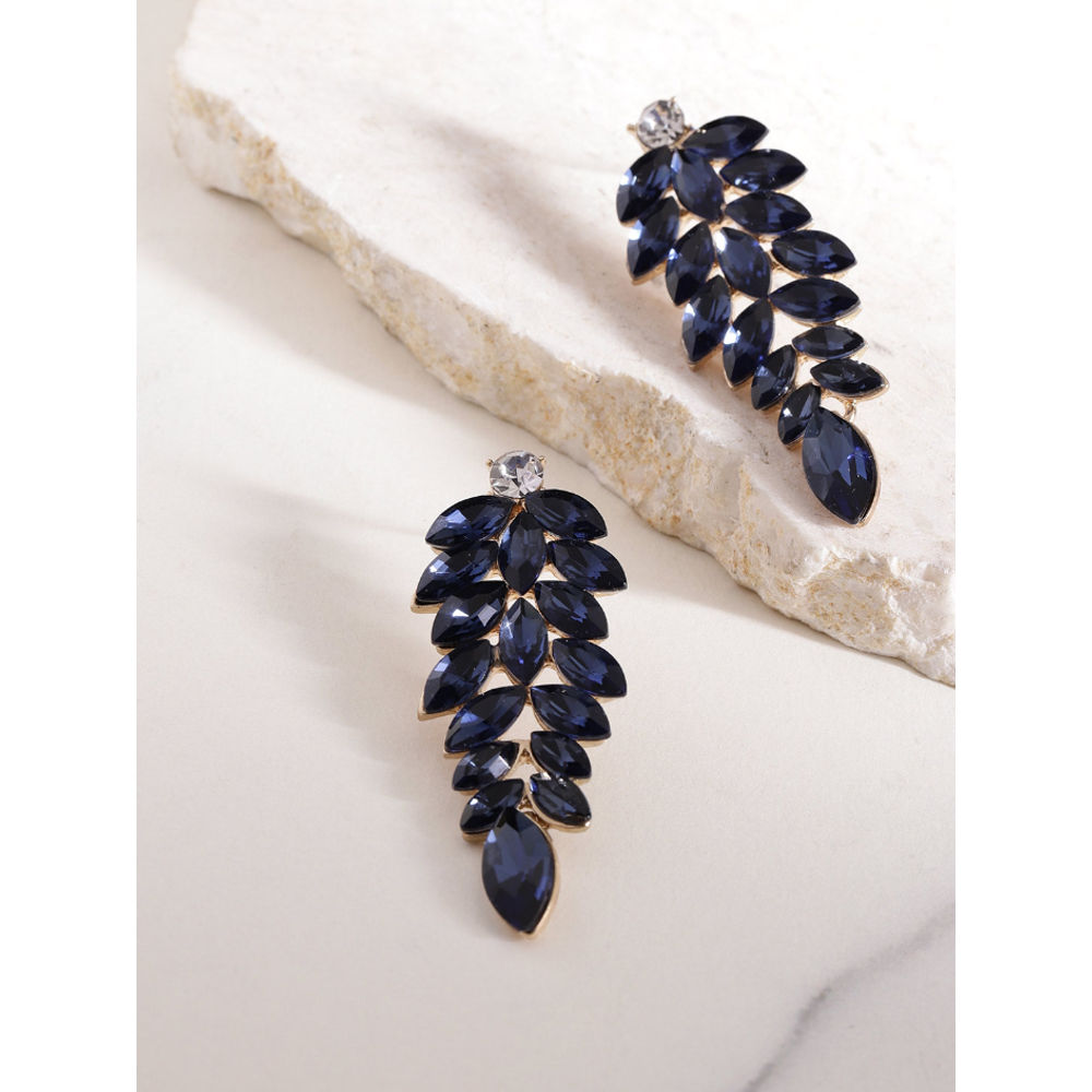 Jewels Navy Blue Gold Plated Drop Earrings