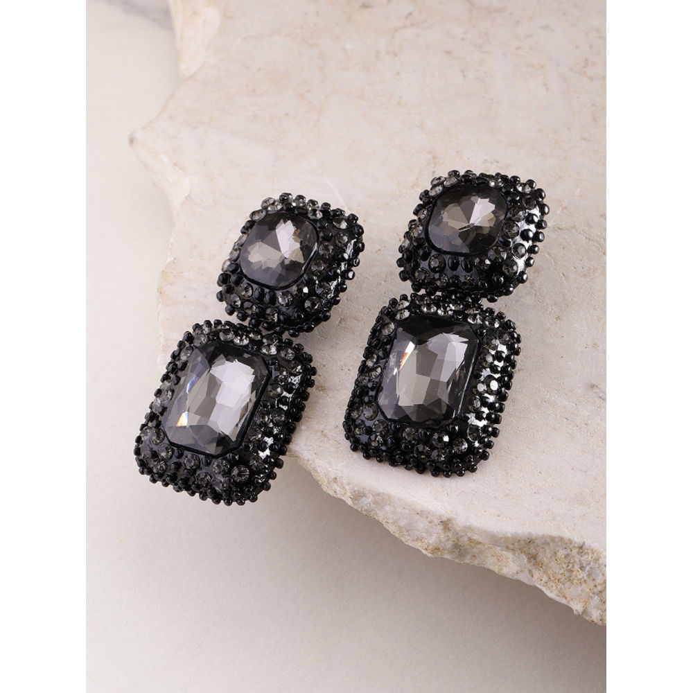 Sterling silver black ONYX adjustable ring stud post earrings at 7450   Azilaa