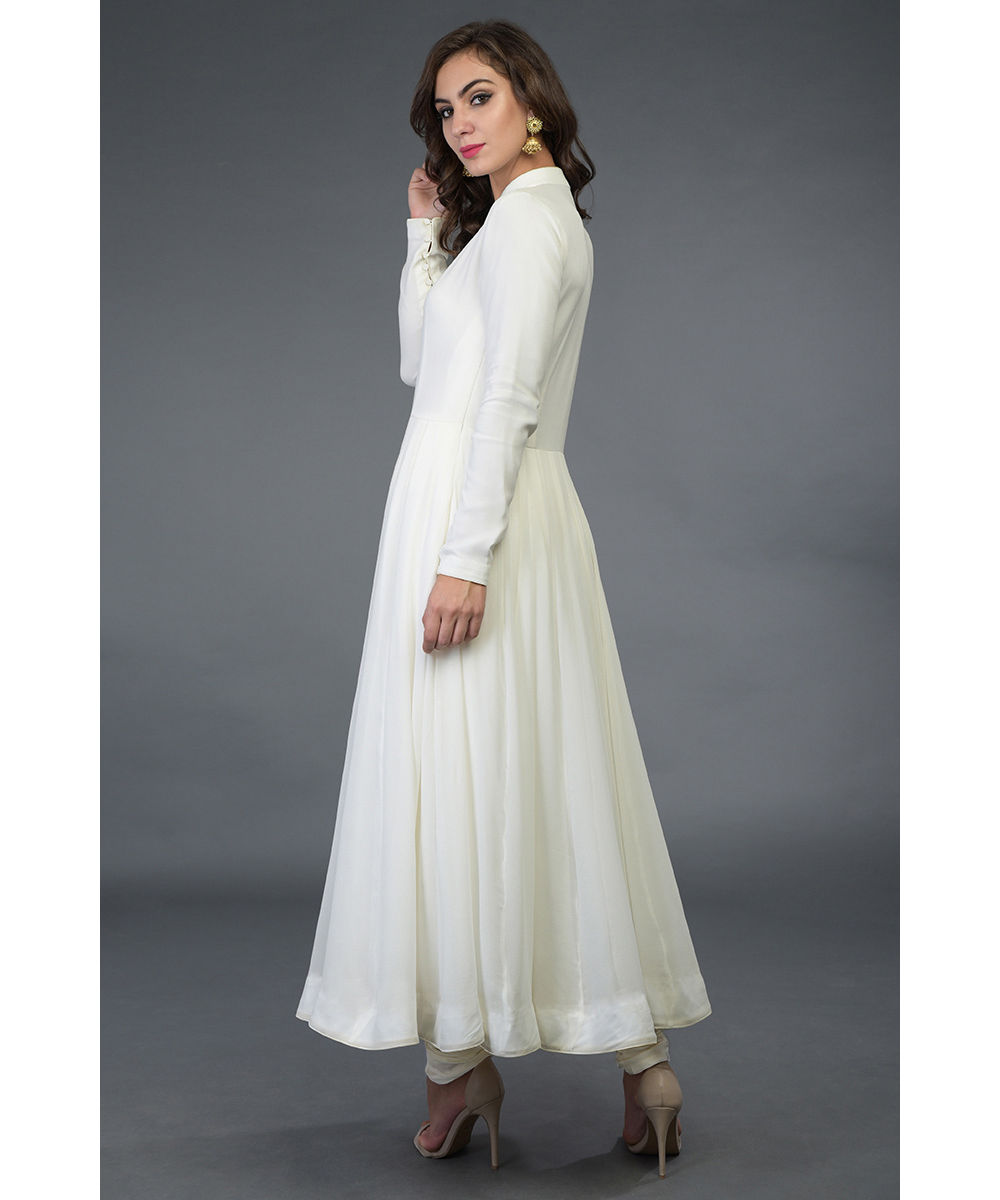 plain white anarkali dress