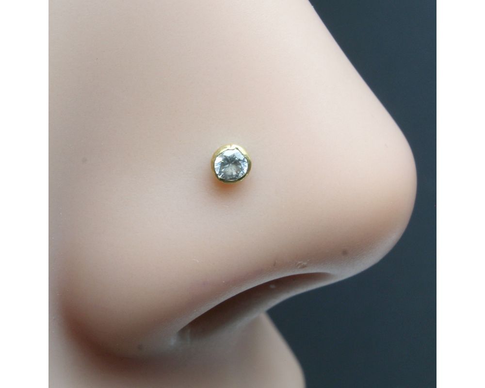 single stone diamond nose ring