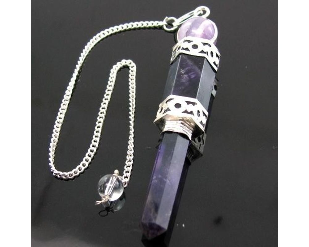 62.4Ct Natural Amethyst Gemstone Point Pendulum Healing Wand