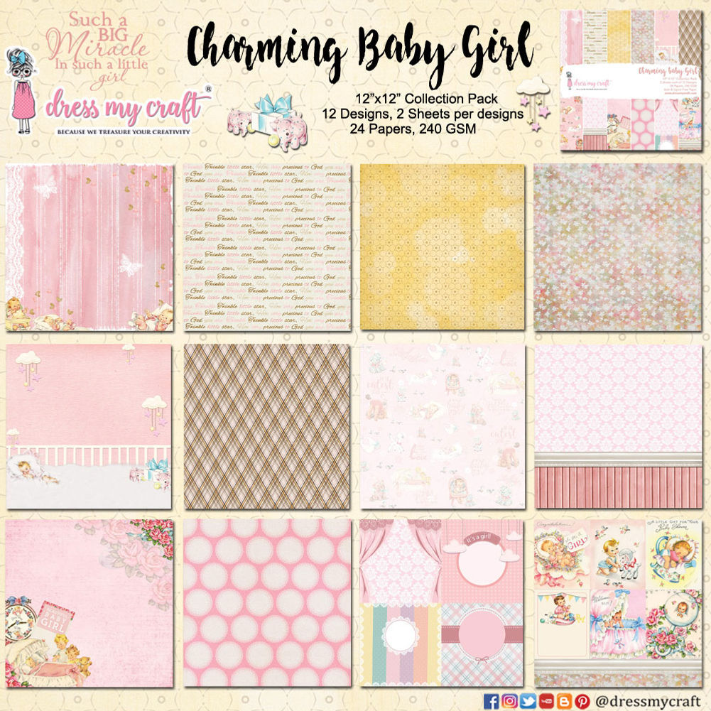 Baby Girl Scrapbook Paper: Baby Announcement Scrapbooking Paper | 20  Double-Sided Sheets | 8.5 x 8.5 Inch | Decorative Craft paper for  Scrapbooking