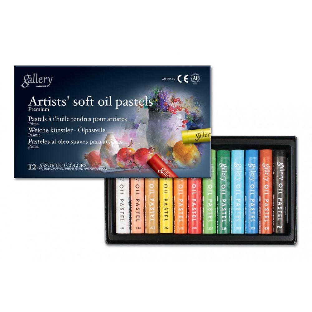 Artists Soft Oil Pastels - 12 Assorted Colors, Mopv-12