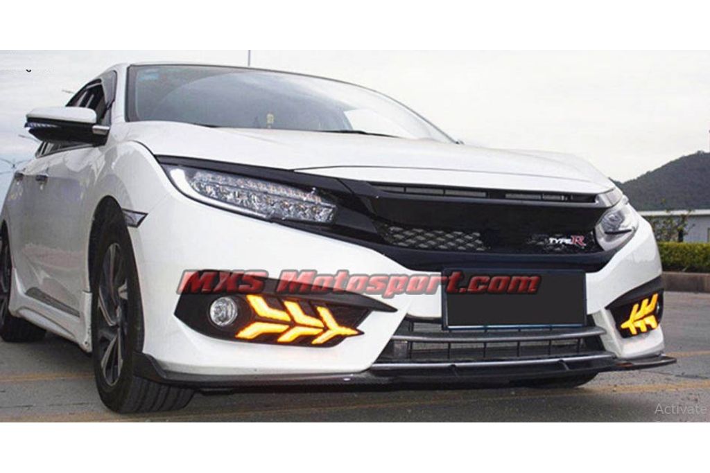 MXS2827 Honda Civic Led Daytime DRL Fog Lights with Turn Signal Mode 2016+